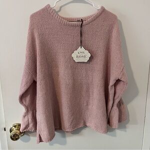 NWT Knox Rose Pink Bell Sleeve Pullover Sweater Large